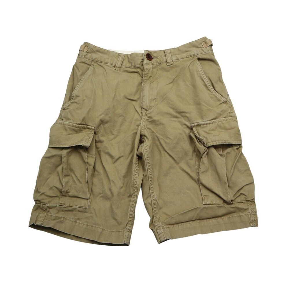 Vans Shorts Boys 25 Beige Low Rise Button Zip Adjustable Waist Cargo Pocket